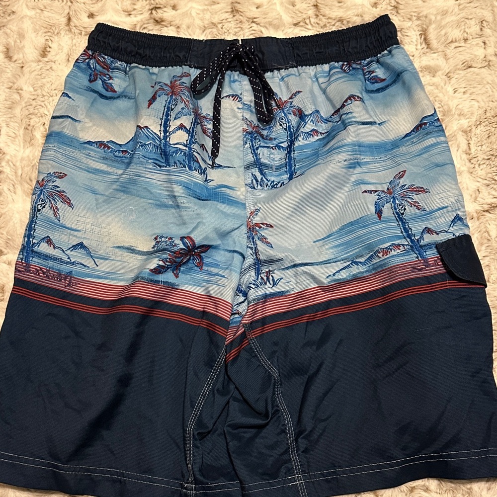 Burnside Blue and Red Tropical Board Shorts